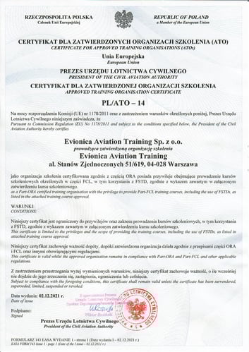 Evionica ATO Certificate Evionica ATO Certificate