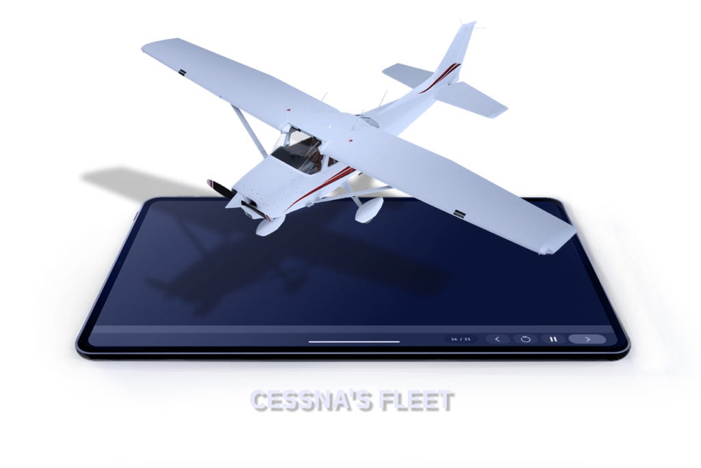 tablet with 3D model of Cessna
