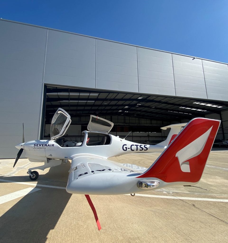 Photo shows traning aircraft before flight training at Sevenair Academy