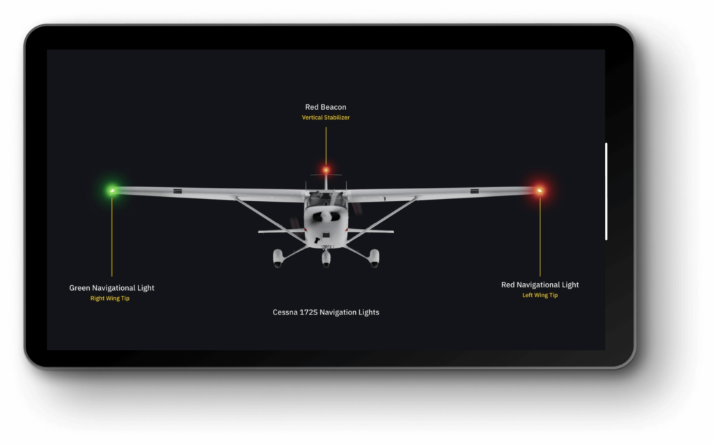 Image shows screen from N-VFR course on the tablet 