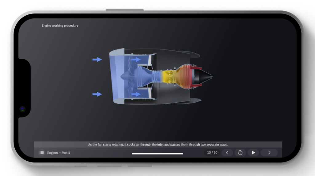 Mobile device presences part of e-learning A320neo course on the LMS platform